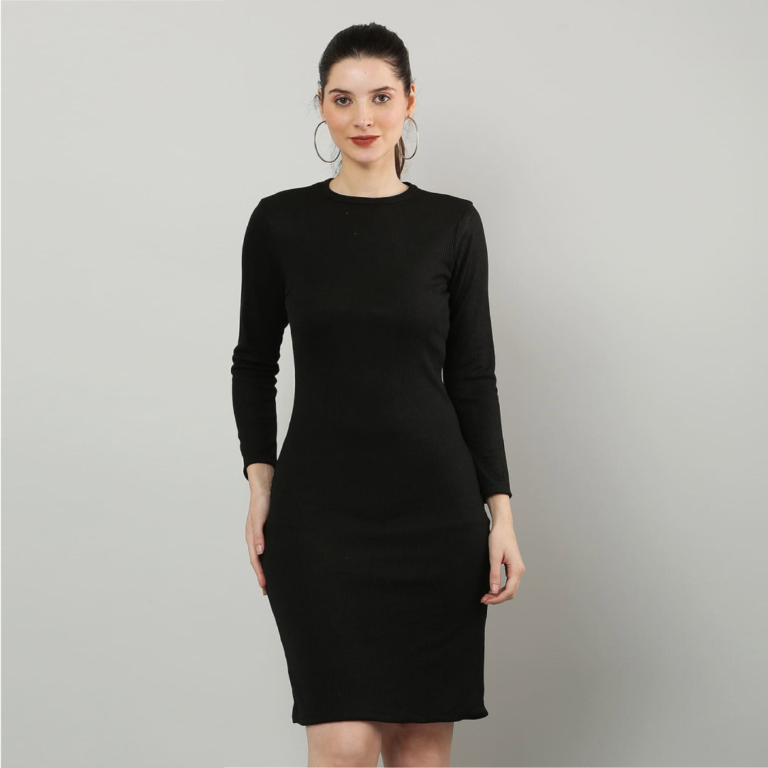 Bodycon Black Knee Length Dress