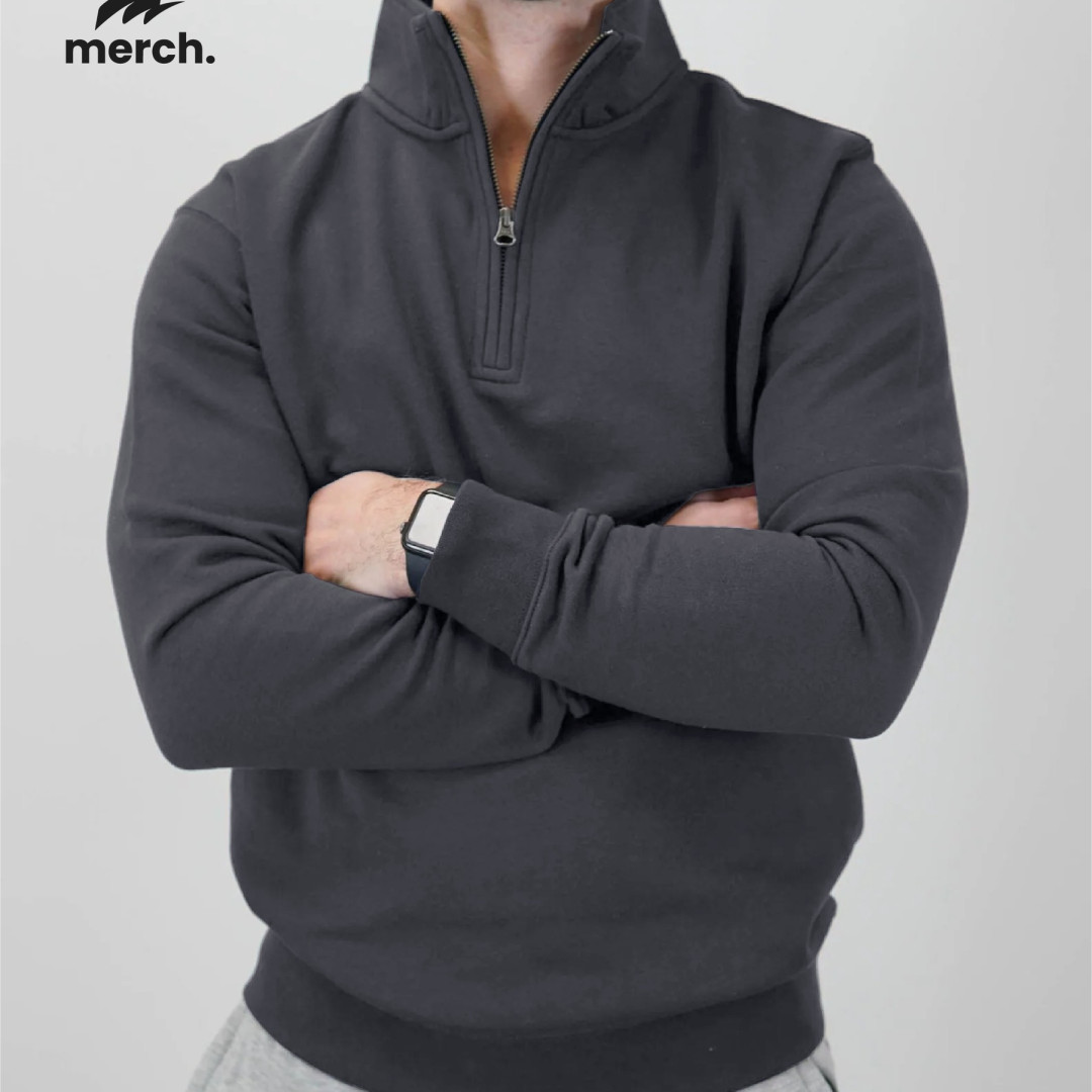 HALF ZIP SWEATSHIRT - CHARCOAL