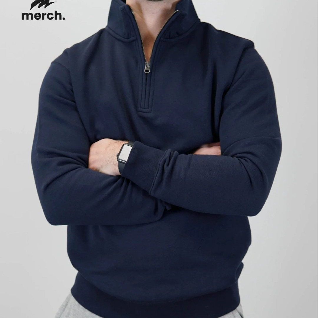 HALF ZIP SWEATSHIRT - NAVY BLUE