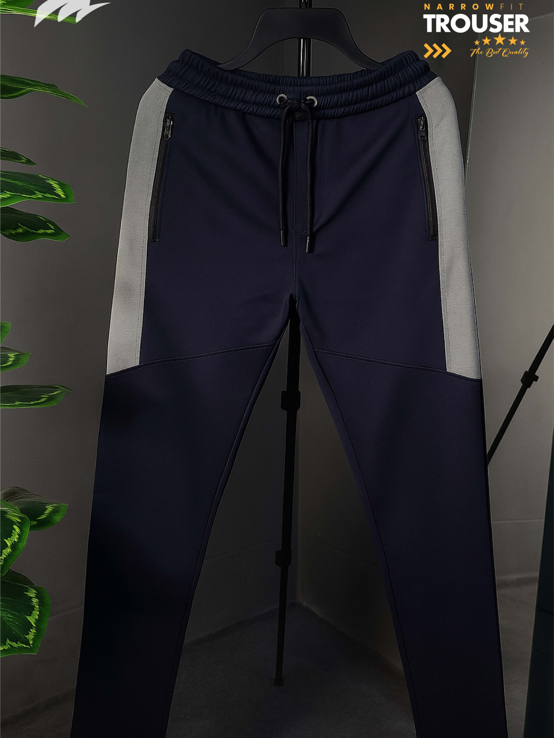 Narrow Fitted Contrast Premium Trouser - Navy Blue