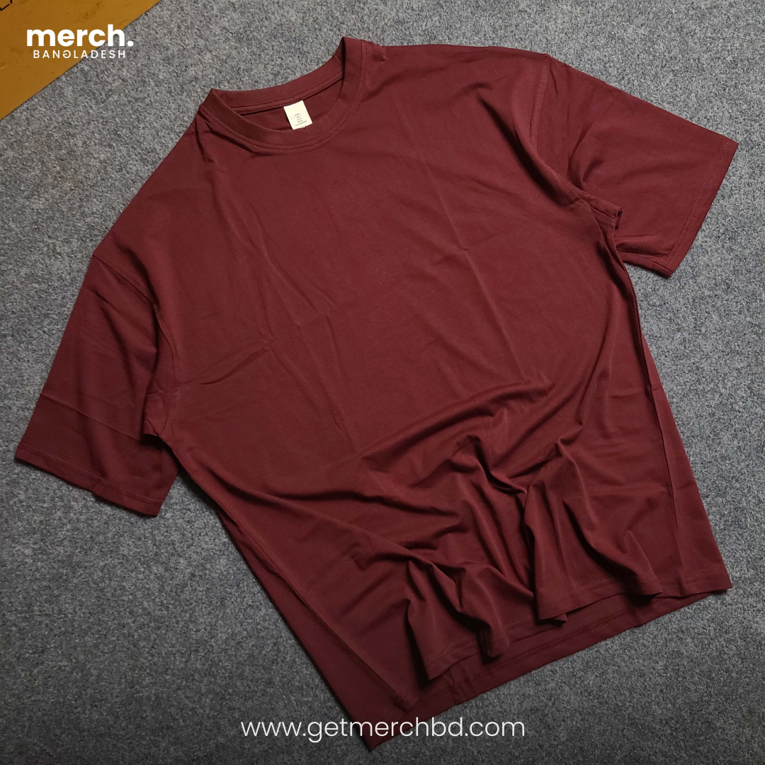Oversized Drop Shoulder T-shirt - Maroon