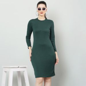 Bodycon Dark Green Knee Length Dress