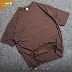 Oversized Drop Shoulder T-shirt - Coffee