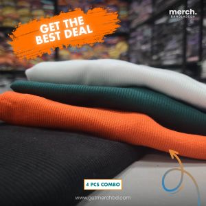 Premium Rib T-shirt -Combo- Black, White, Orange, B.Green